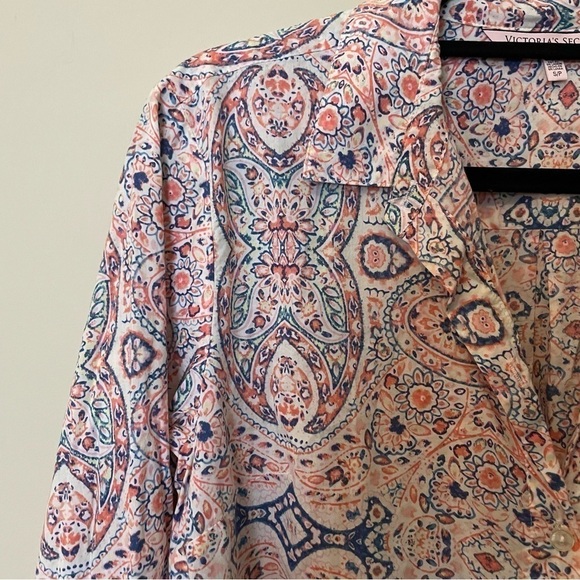 Victoria’s Secret Pink Paisley Long Sleeve Button Up Pajama Dress - Picture 3 of 10